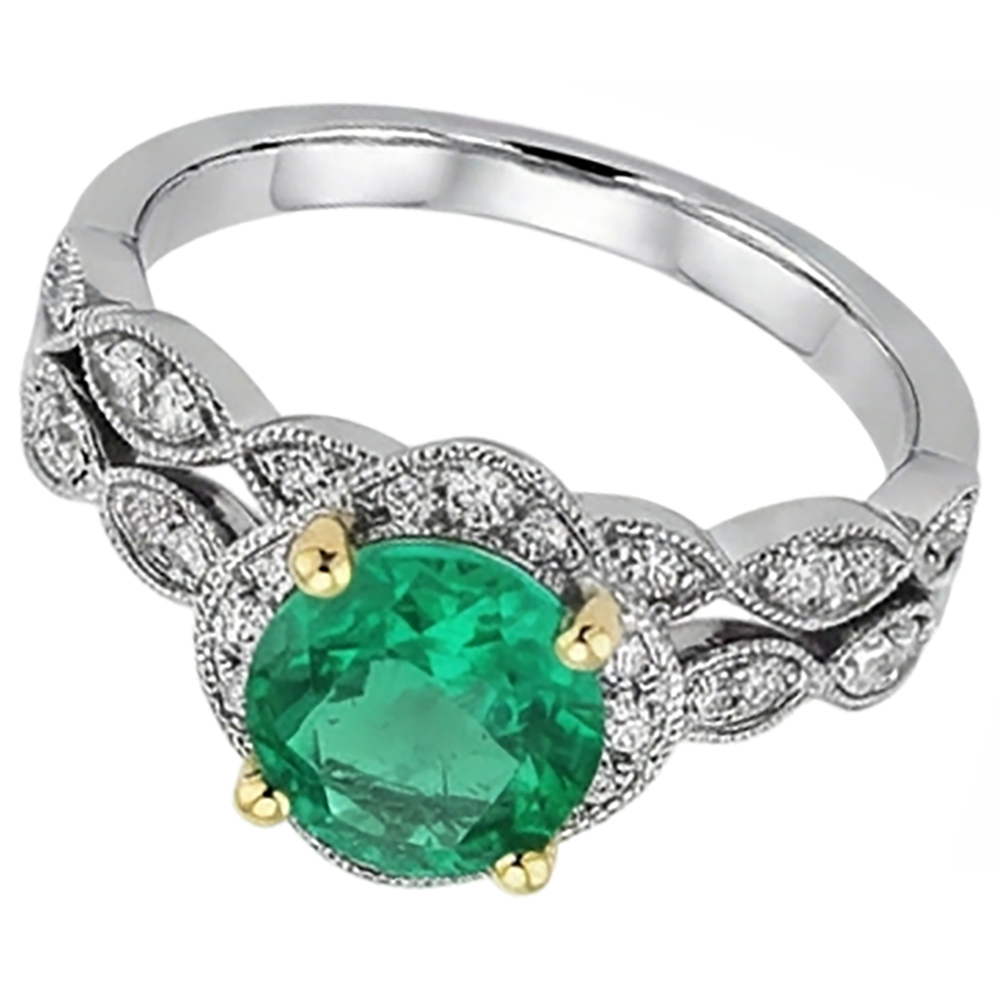 Natural Real ( Not Lab Grown ) Women’s Green Emerald GIA Bridal Ring Set Antique Style Jewelry