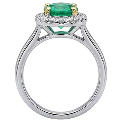 Natural Real ( Not Lab Grown ) Women’s Green Emerald GIA Halo Ring Diamond Casual Jewelry