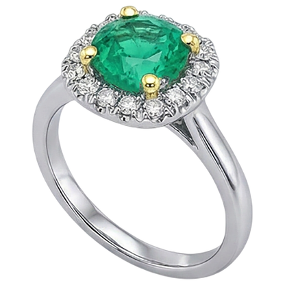 Natural Real ( Not Lab Grown ) Women’s Green Emerald GIA Halo Ring Diamond Casual Jewelry