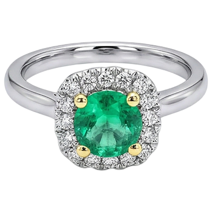 Natural Real ( Not Lab Grown ) Women’s Green Emerald GIA Halo Ring Diamond Casual Jewelry
