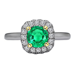 Women’s Green Emerald Halo Ring Diamond Casual Jewelry