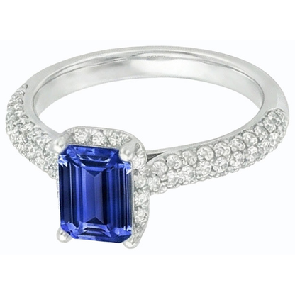 Women’s Halo Blue Sapphire Wedding Ring & Natural Earth Mined Diamond Accents 3.50 Carats