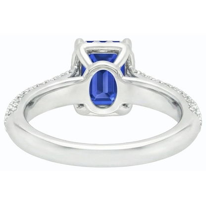 Women’s Halo Blue Sapphire Wedding Ring & Natural Earth Mined Diamond Accents 3.50 Carats