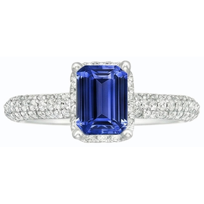 Women’s Halo Blue Sapphire Wedding Ring & Natural Earth Mined Diamond Accents 3.50 Carats