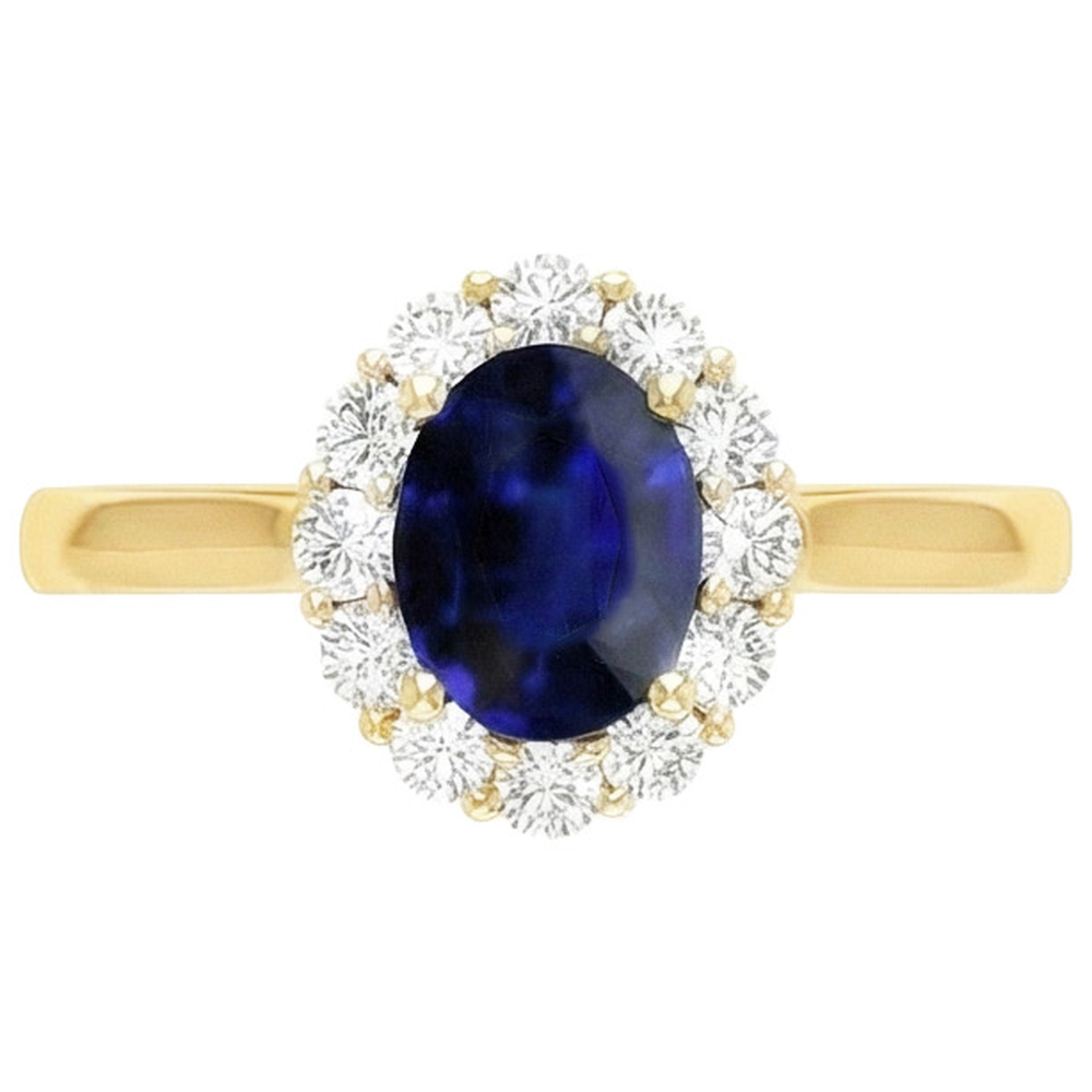 Women's Halo Natural Earth Mined Diamond Ring Oval Blue Sapphire 7.50 Carats