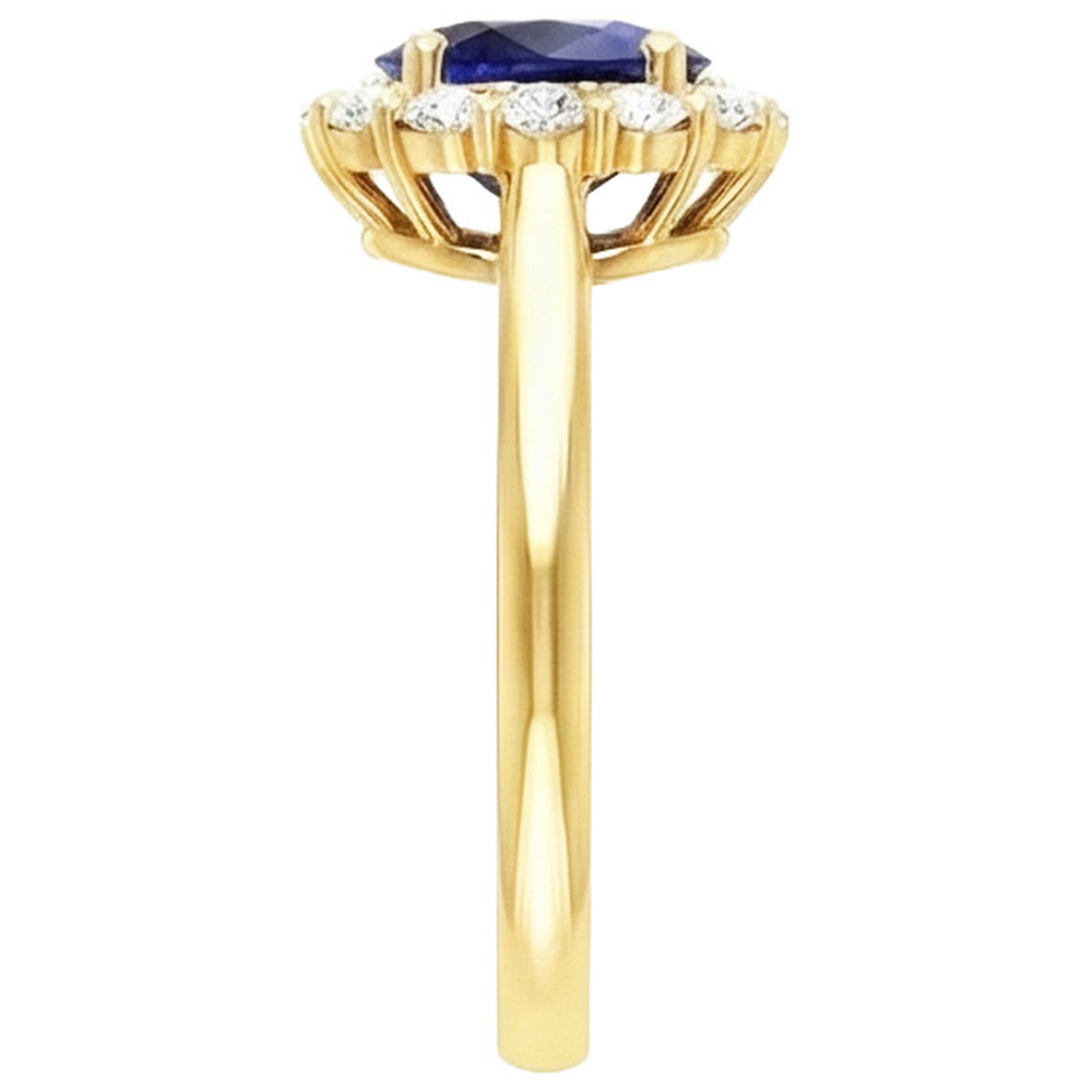 Women's Halo Natural Earth Mined Diamond Ring Oval Blue Sapphire 7.50 Carats