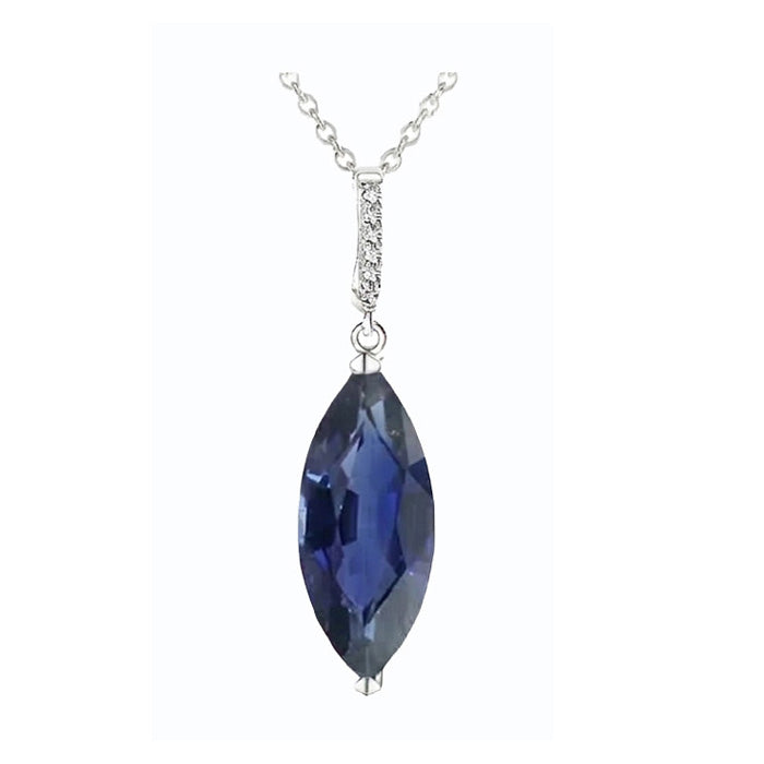 Women’s Marquise Dark Blue Sapphire & IGI CERTIFIED Diamond Pendant 4.75 Carats