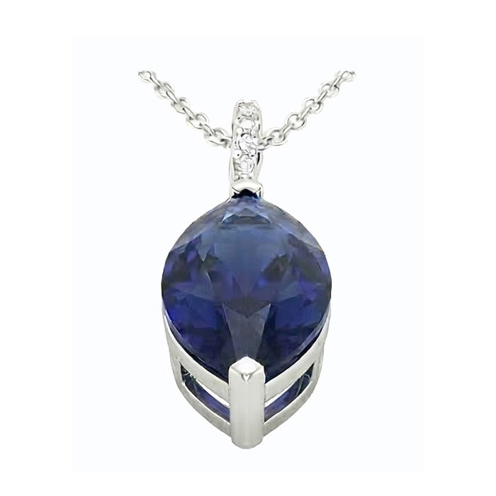 Women’s Marquise Dark Blue Sapphire & IGI CERTIFIED Diamond Pendant 4.75 Carats