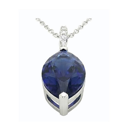 Women’s Marquise Dark Blue Sapphire & IGI CERTIFIED Diamond Pendant 4.75 Carats