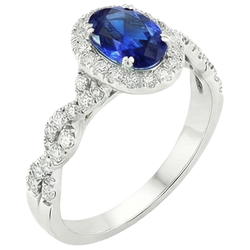 Women's Natural Earth Mined Diamond Halo Ring White Gold 4.50 Carats Blue Sapphire Jewelry