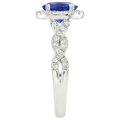 Women's Natural Earth Mined Diamond Halo Ring White Gold 4.50 Carats Blue Sapphire Jewelry