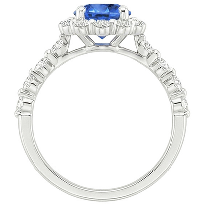 Women's Natural Earth Mined Diamond Jewelry Flower Style Halo Ceylon Sapphire 3 Carats New
