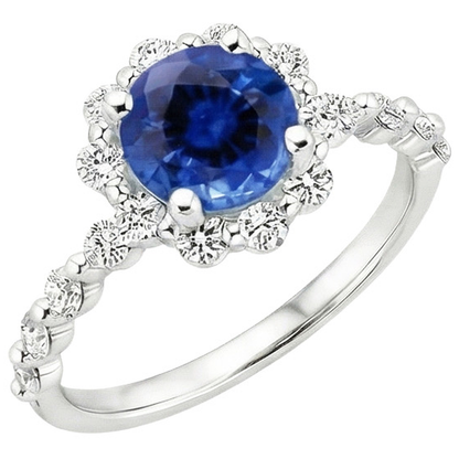 Women's Natural Earth Mined Diamond Jewelry Flower Style Halo Ceylon Sapphire 3 Carats New