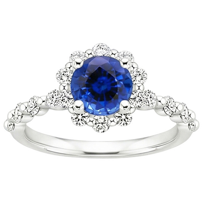 Women's Natural Earth Mined Diamond Jewelry Flower Style Halo Ceylon Sapphire 3 Carats New