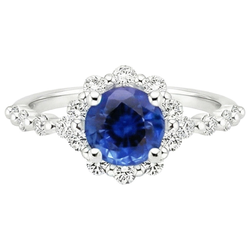 Women's Natural Earth Mined Diamond Jewelry Flower Style Halo Ceylon Sapphire 3 Carats New