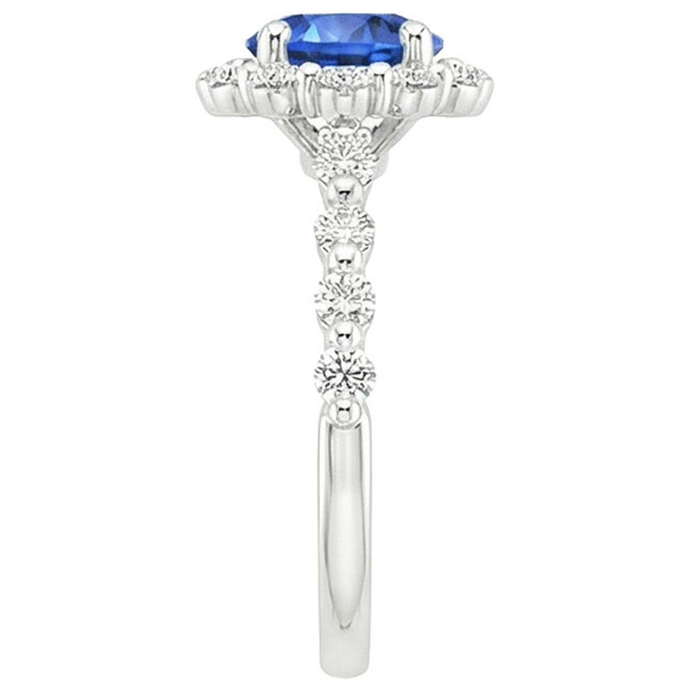 Women's Natural Earth Mined Diamond Jewelry Flower Style Halo Ceylon Sapphire 3 Carats New