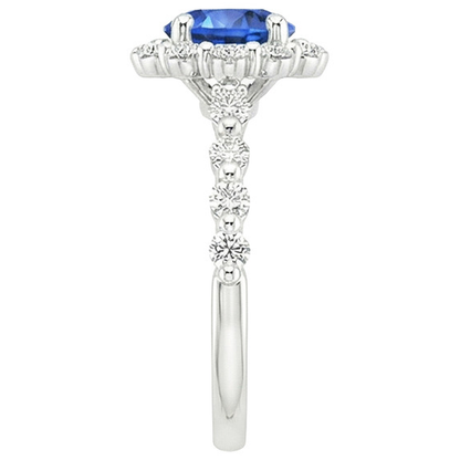 Women's Natural Earth Mined Diamond Jewelry Flower Style Halo Ceylon Sapphire 3 Carats New