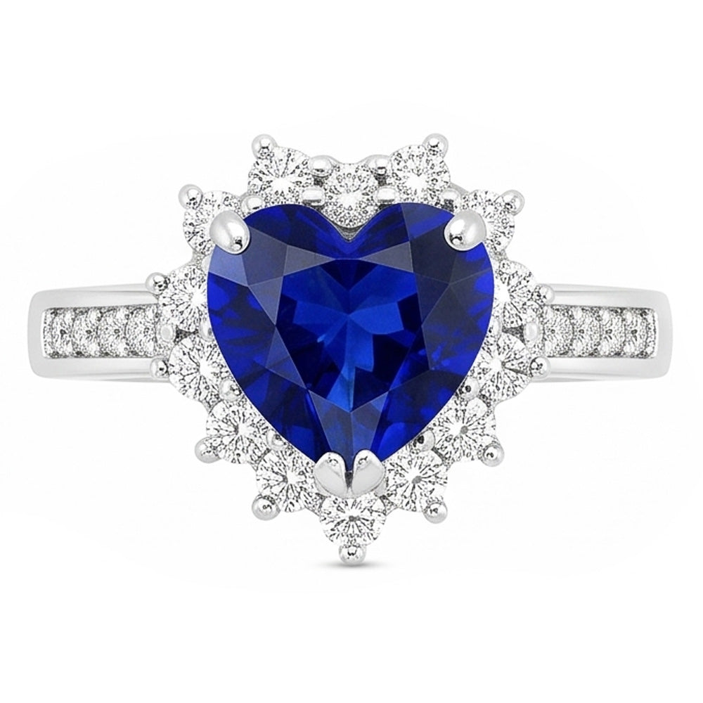 Women’s Natural Earth Mined Diamond Jewelry Heart Ceylon Sapphire Ring 3.50 Carats