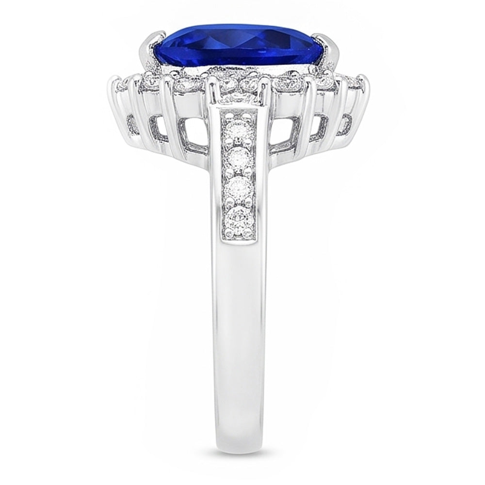 Women’s Natural Earth Mined Diamond Jewelry Heart Ceylon Sapphire Ring 3.50 Carats