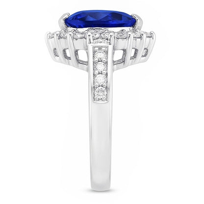 Women’s Natural Earth Mined Diamond Jewelry Heart Ceylon Sapphire Ring 3.50 Carats