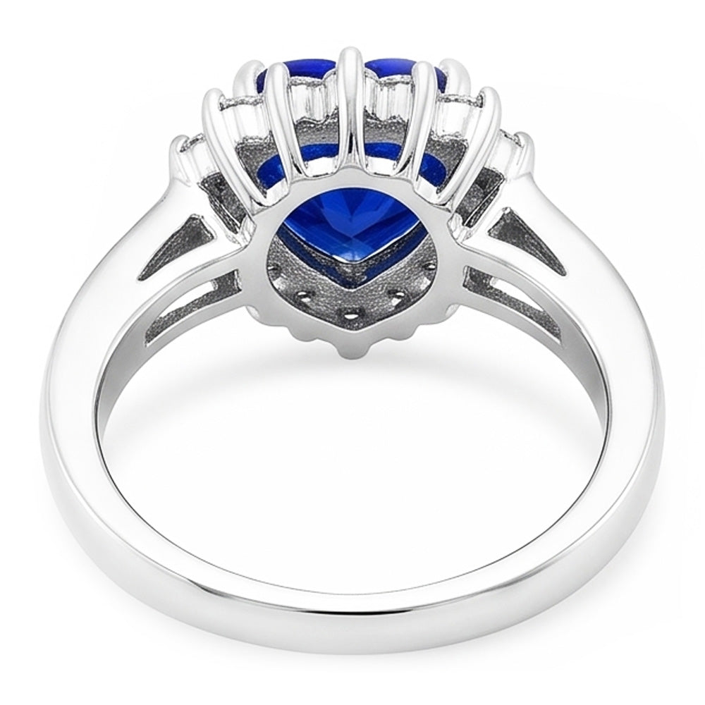 Women’s Natural Earth Mined Diamond Jewelry Heart Ceylon Sapphire Ring 3.50 Carats