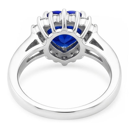 Women’s Natural Earth Mined Diamond Jewelry Heart Ceylon Sapphire Ring 3.50 Carats
