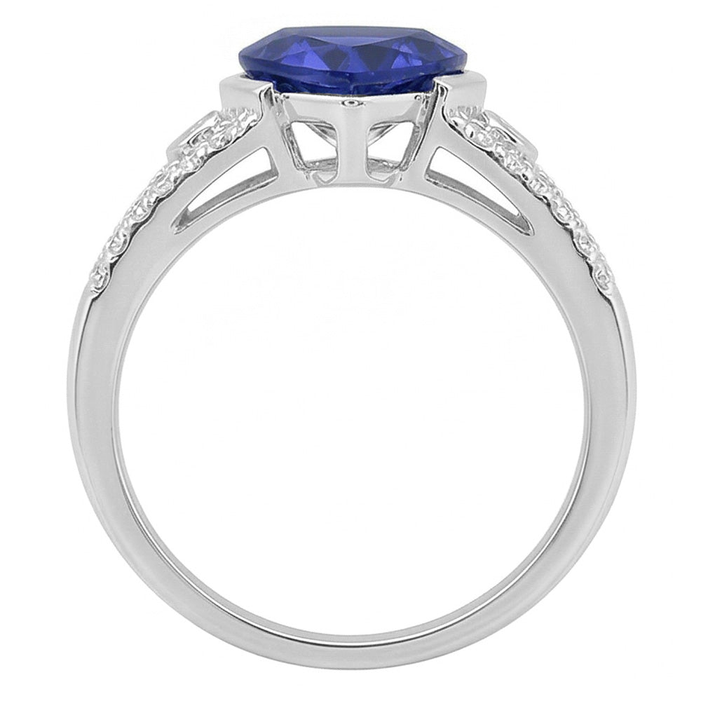 Women's Natural Earth Mined Diamond Jewelry Trillion Sapphire Ring 2.50 Carats Split Shank