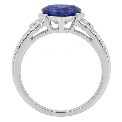 Women's Natural Earth Mined Diamond Jewelry Trillion Sapphire Ring 2.50 Carats Split Shank