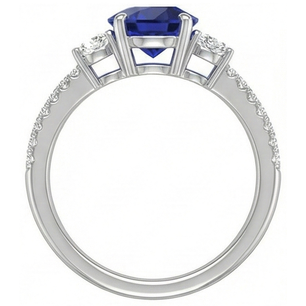 natural round sapphire 3.50ct ring band detail