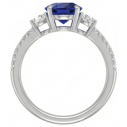 natural round sapphire 3.50ct ring band detail