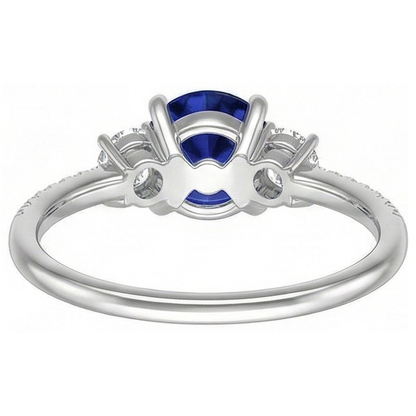 natural round sapphire 3.50ct ring three quarter angle