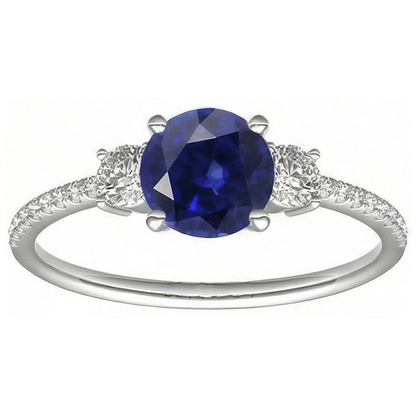 natural round sapphire 3.50ct ring top view