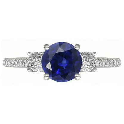 natural round sapphire 3.50ct ring close up detail