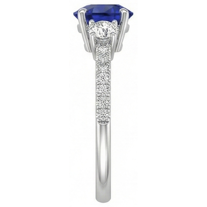 natural round sapphire 3.50ct ring with diamond accents