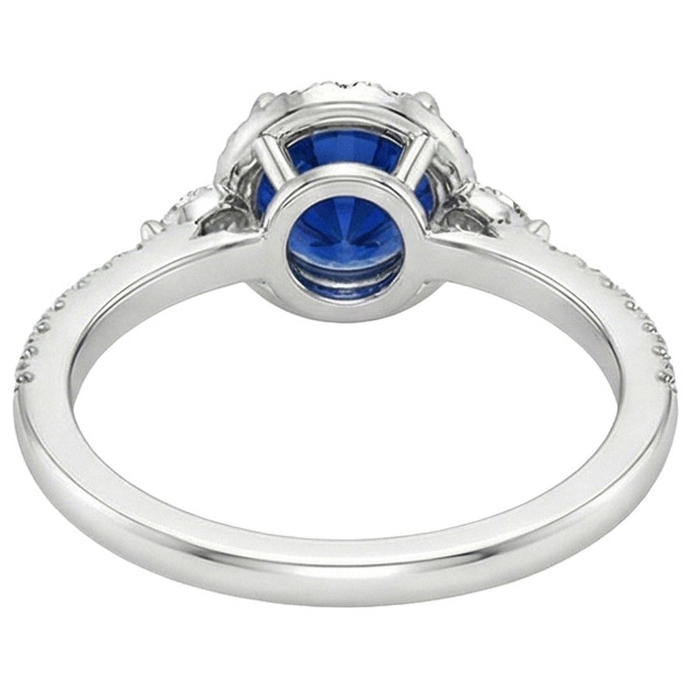 Women's Pear Natural Earth Mined Diamond And Round Ceylon Sapphire Gemstone Ring 3 Carats