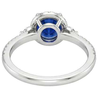 Women's Pear Natural Earth Mined Diamond And Round Ceylon Sapphire Gemstone Ring 3 Carats