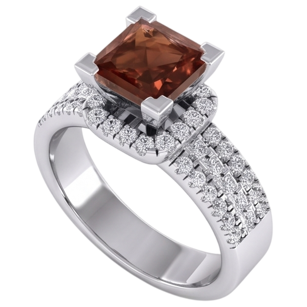 Women's Red Ruby Princess Engagement Ring