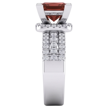 Women's Red Ruby Princess Engagement Ring