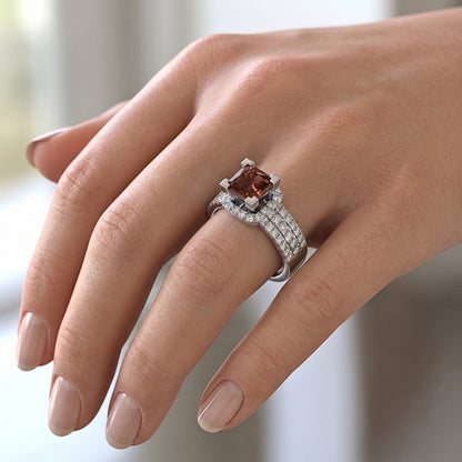 Women's Red Ruby Princess Engagement Ring