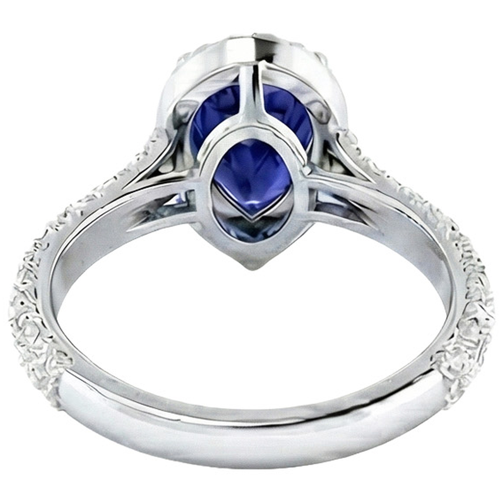 natural round sapphire 4ct ring on white background
