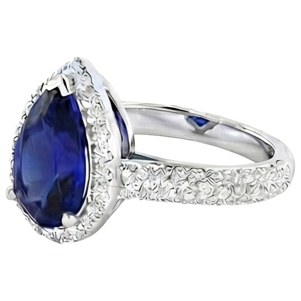 natural round sapphire 4ct ring side angle