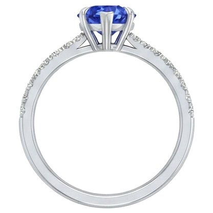 Women's Ring Heart Ceylon Sapphire With Pave Natural Earth Mined Diamond Accents 2 Carats