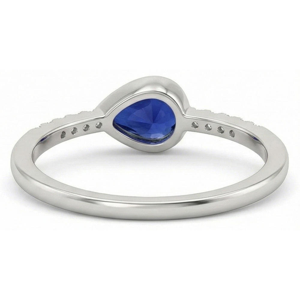 Natural Real ( Not Lab Grown )  Women's Solitaire Sapphire Ring With Accents Bezel Set 2.50 Carats