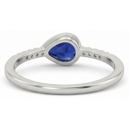 Natural Real ( Not Lab Grown )  Women's Solitaire Sapphire Ring With Accents Bezel Set 2.50 Carats