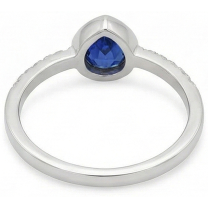 Natural Real ( Not Lab Grown )  Women's Solitaire Sapphire Ring With Accents Bezel Set 2.50 Carats