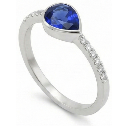 Natural Real ( Not Lab Grown )  Women's Solitaire Sapphire Ring With Accents Bezel Set 2.50 Carats