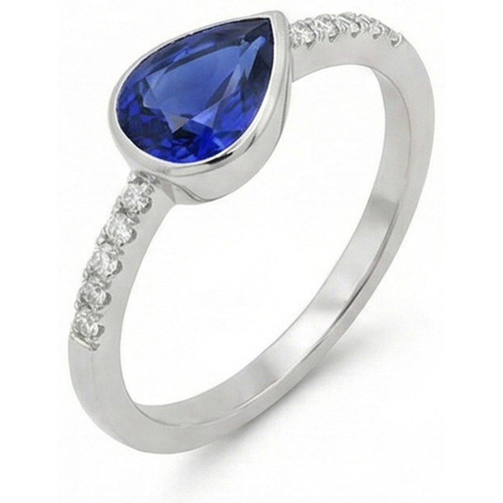 Natural Real ( Not Lab Grown )  Women's Solitaire Sapphire Ring With Accents Bezel Set 2.50 Carats