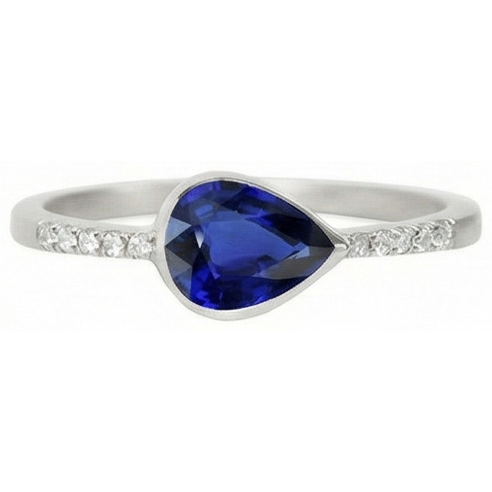 Natural Real ( Not Lab Grown )  Women's Solitaire Sapphire Ring With Accents Bezel Set 2.50 Carats