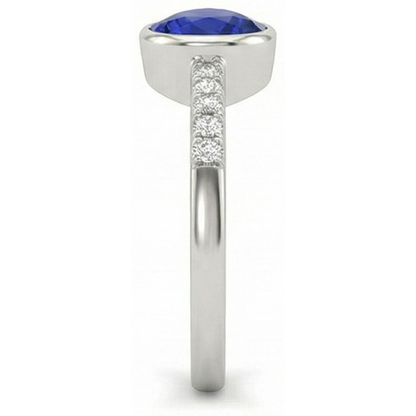 Natural Real ( Not Lab Grown )  Women's Solitaire Sapphire Ring With Accents Bezel Set 2.50 Carats
