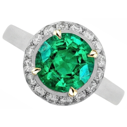 Natural Real ( Not Lab Grown ) Women’s Trendy Halo Ring Green Emerald GIA Engagement Jewelry